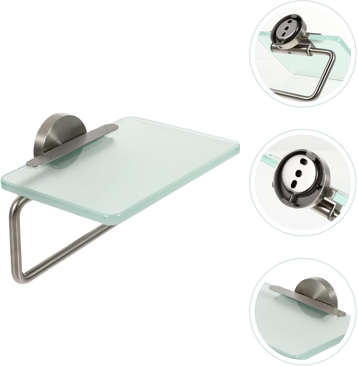 Veemoon Toilet Paper Holder with Glass Shelf - Wall Mount Bathroom Storage Organizer Fits Roll Toilet Paper - Rustproof Brushed Stainless Steel Tissue Rack Room Decor Gift for Housewarming