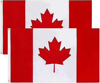 اعلام كندا مقاس 3 × 5 قدم، اعلام كندية على شكل اوراق القيقب للحديقة والمنزل والاماكن الداخلية والخارجية وديكورات يوم كندا من قطعتين