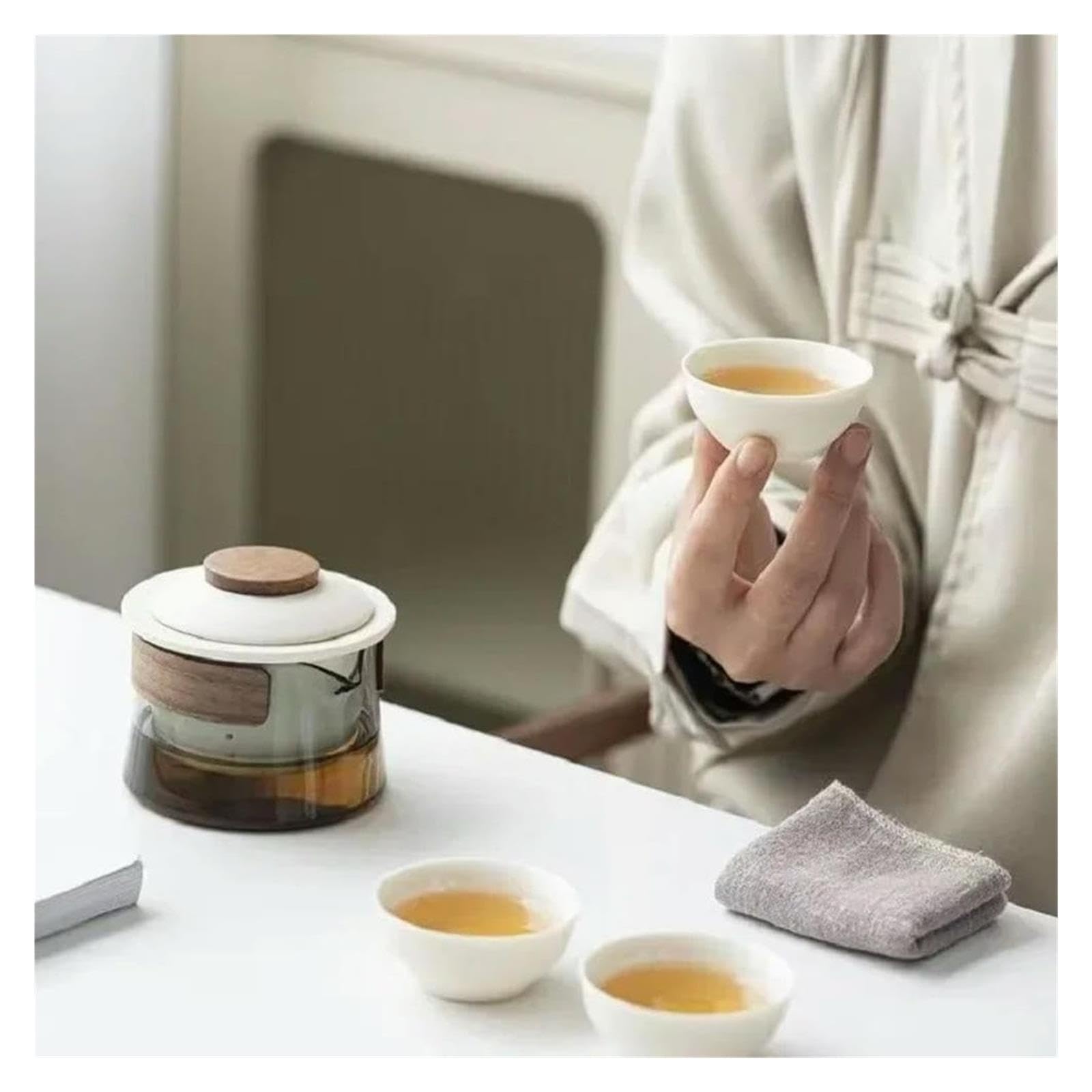 Zestaw Ceramicznych Czajniczków I Filiżanek Do Herbaty Zen | Ceramiczny 1 czajniczek 3 filiżanki: podróże, na zewnątrz, w domu, prezenty(Style 1)