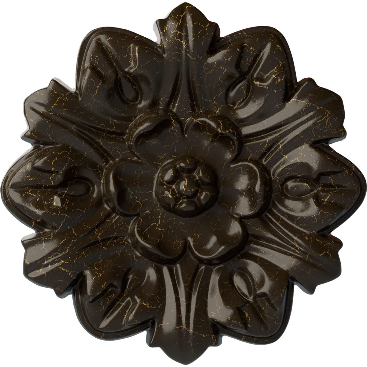 7 5/8"OD x 1"P Emery Leaf Ceiling Medallion, Hand-Painted Stone Hearth Crackle