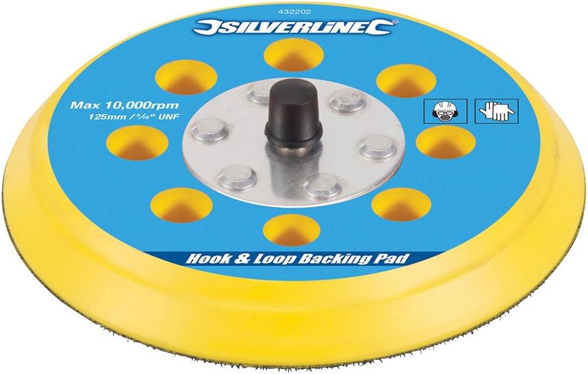 Silverline 432202 Hook and Loop Backing Pad 125 mm / 5/16" UNF, Yellow
