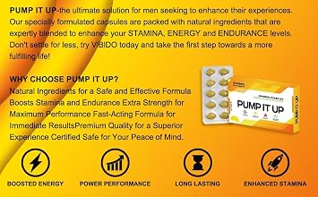 Pump IT UP Gold 500mg | Stronger | Longer | Harder | Performance | Extra Strength Enhancing Pills, Stamina Endurance Booster Supplement Pills for Men | 10 Ginseng LIBIDO Booster Tablets