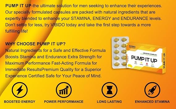 Pump IT UP Gold 500mg | Stronger | Longer | Harder | Performance | Extra Strength Enhancing Pills, Stamina Endurance Booster Supplement Pills for Men | 10 Ginseng LIBIDO Booster Tablets