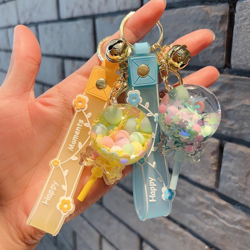 HSYHERE Girls Women Creative Beautiful Floating Candy Lollipop shaple Bottle Keychain Keyrings Key Ring - Image 3