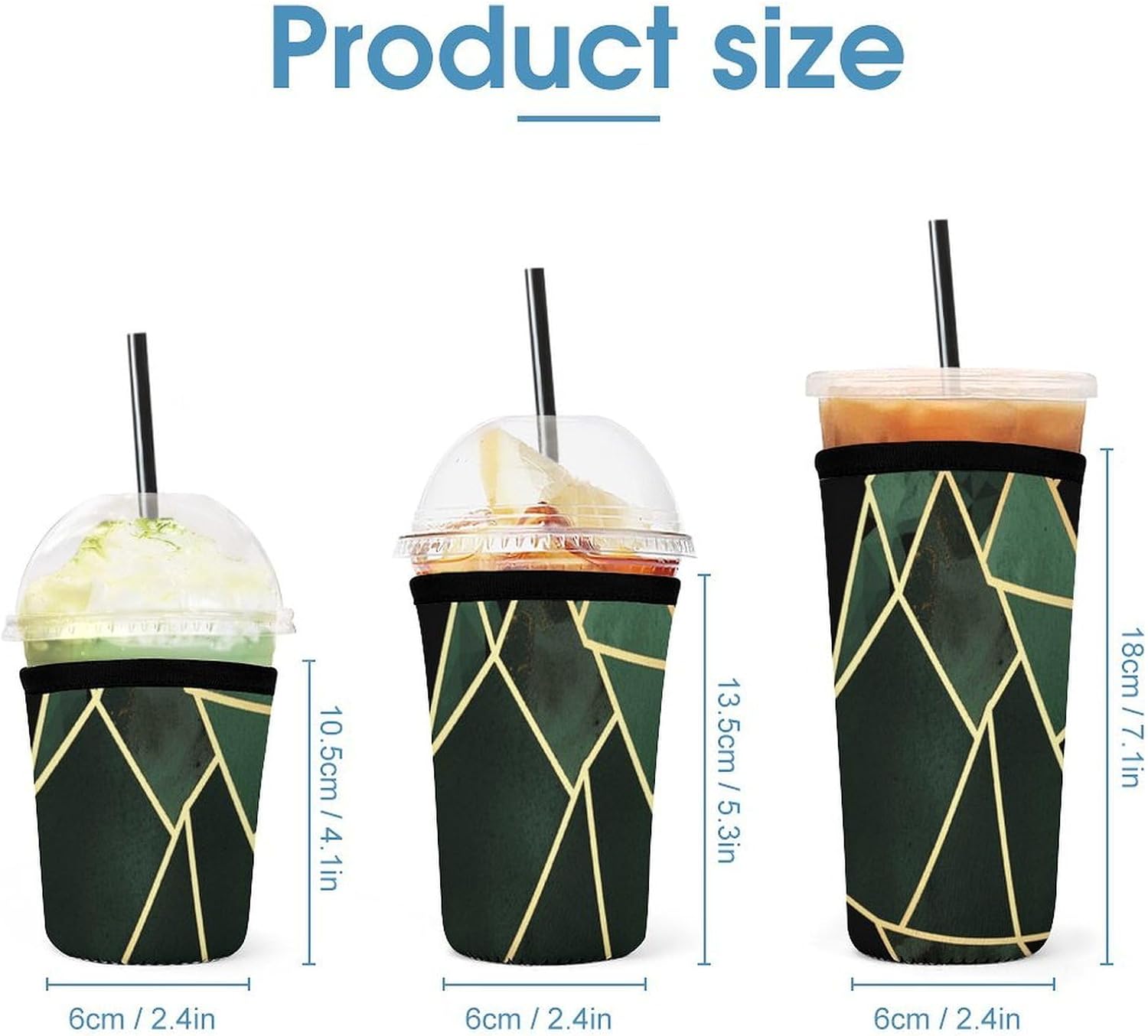 3 Pack Neoprene Cup Sleeves, Stretchy Reusable Drink Cup Cover Universal