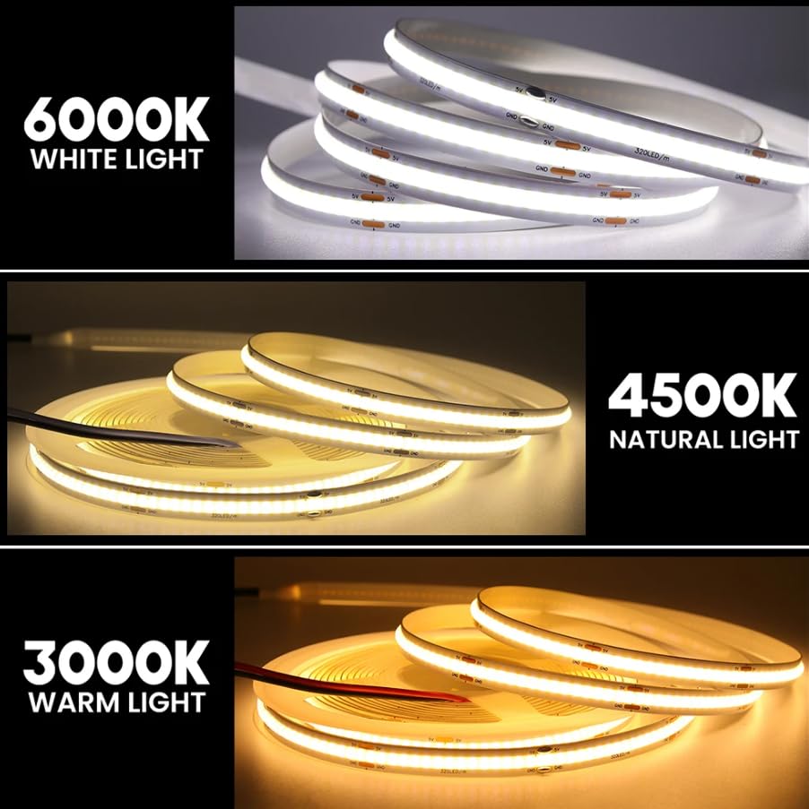 Tira LED COB 5mm 12V 5m Warm White Alta Brillo miniatura 6