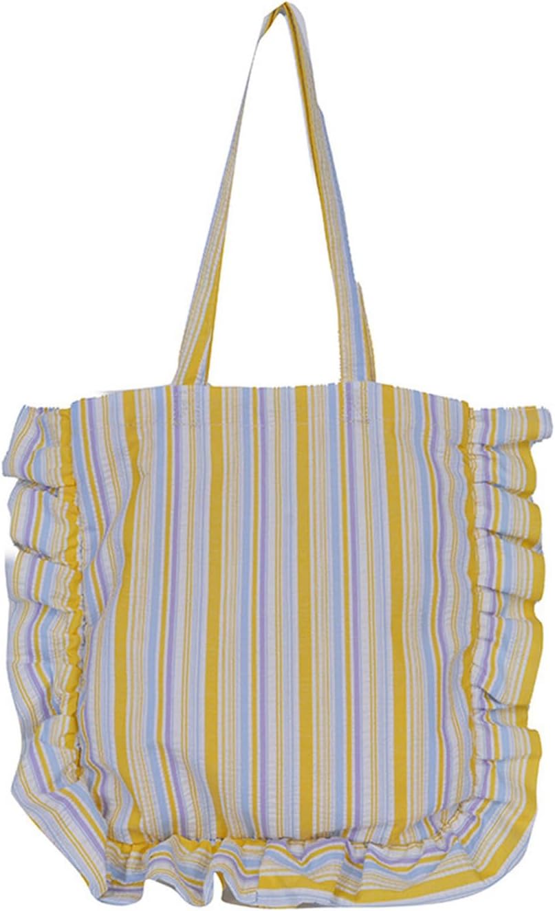 Korean Style Checkered Ruffle Underarm Bag Lightweight Cotton Shoulder with Comfortable Strap Checkered Ruffle Shoulder for Women