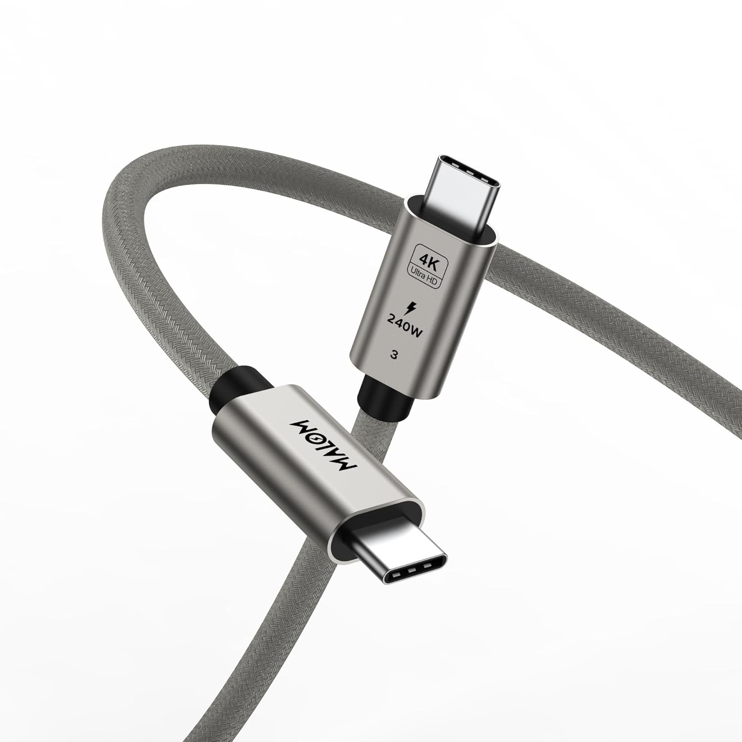 MALOM USB 3.2 Gen 2, 240W, USB C to USB C Cable,Fast Charging for MacBook Pro/Air,iPad Pro,iPhone 15 Pro Max,Galaxy S24/S23, Steam Deck, 20Gbps Data Transfer,4K Video Output (Titanium Gold, 9.9FT)