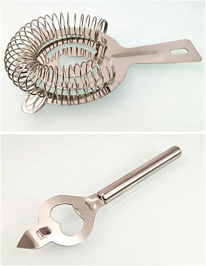 Kit de Bartender Coctelera de Acero Inoxidable 13 Piezas con Soporte de Bambú miniatura 7