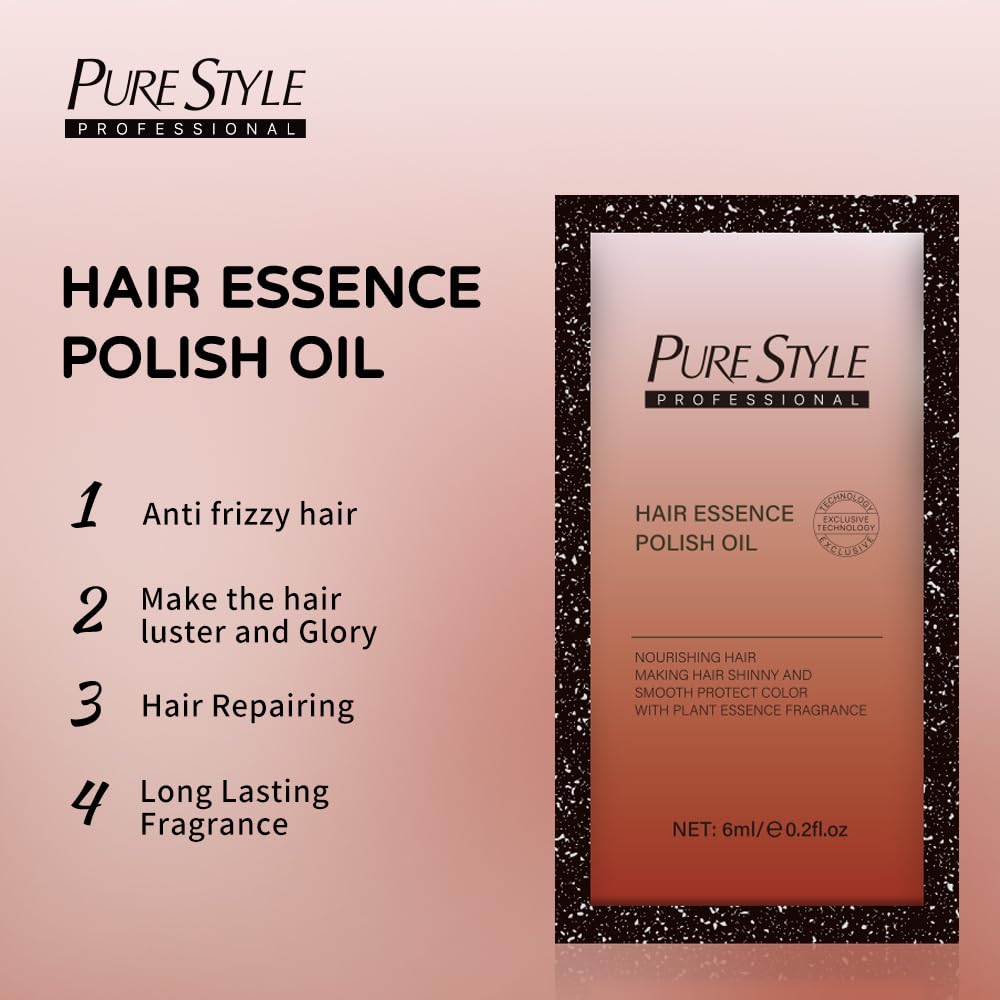 PureStyle Hair Essence Polish Oil, Anti-Frizz Serum with Argan Jojoba Seed | Travel Size 10pcs, Smoothing Oil, Deep Conditioner for Dry Damaged Hair