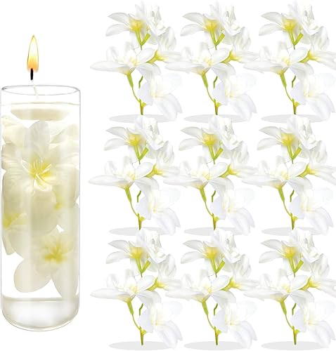 Miniatura 1 de 10 velas flotantes de flores artificiales de orquídea, centro de mesa, centros de mesa de boda, relleno de jarrón, relleno para bodas, fiestas de