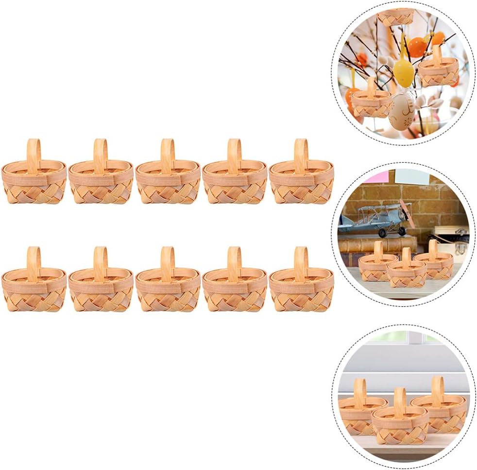 GANAZONO Flower Girl Basket 10 Pack Mini Woven Baskets for Decorations