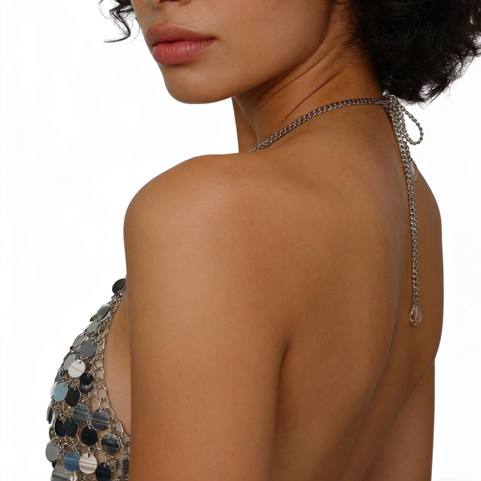 Pailletten Body Kette BHs für Frauen, glitzernde Neckholder, bauchfreie Tops, Strand Bikinis, Brust für Karneval, Festival, Raves, Party, Body, Pailletten BH, Bikinis, Quasten, Taille