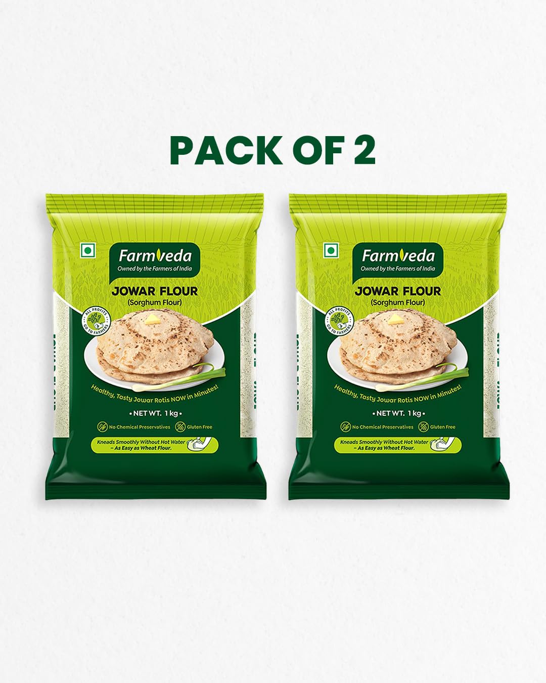 Farm Veda Jowar Flour (Sorghum Flour) - 2 Kg | Millet Flour | Gluten-Free | High Protein | 100% Natural | Kneads Smoothly Without Hot Water | Ready in Minutes - Image 3 thumbnail