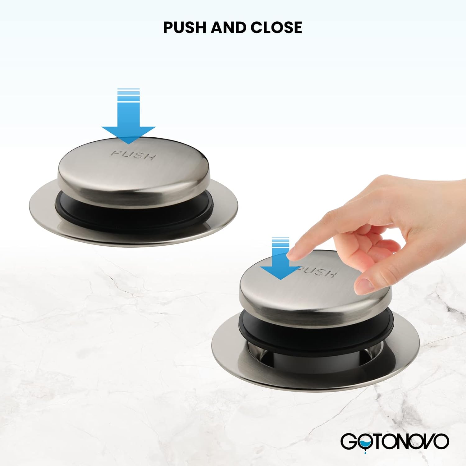 gotonovo Bathtub Clawfoot Faucet Brushed Nickel Finish Wall Mount Tub Filler with Tip-Toe Bathtub Drain Plug Stopper Universal Fine/Coarse Thread Two-Hole Overflow Faceplate Assembly