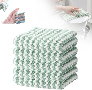 Wegodal Thickened Microfiber Cleaning Cloth, Upgrade Reusable and Washable Towels for Dish Drying Washing, Kitchen Towels for Car, Kitchen, and Window 5, Green
