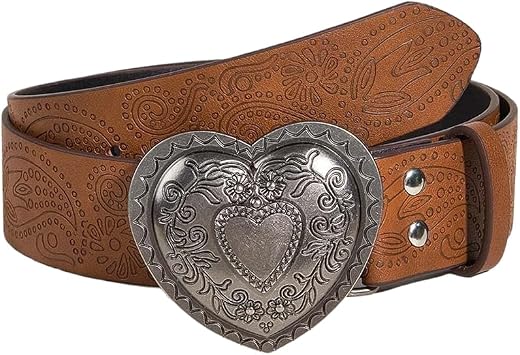 SANNIDHI® Belt for Womens Heart Western Leather Star Buckle Waist Belts for Jeans Pants Ladies Cowgirls Cowboys Belt
