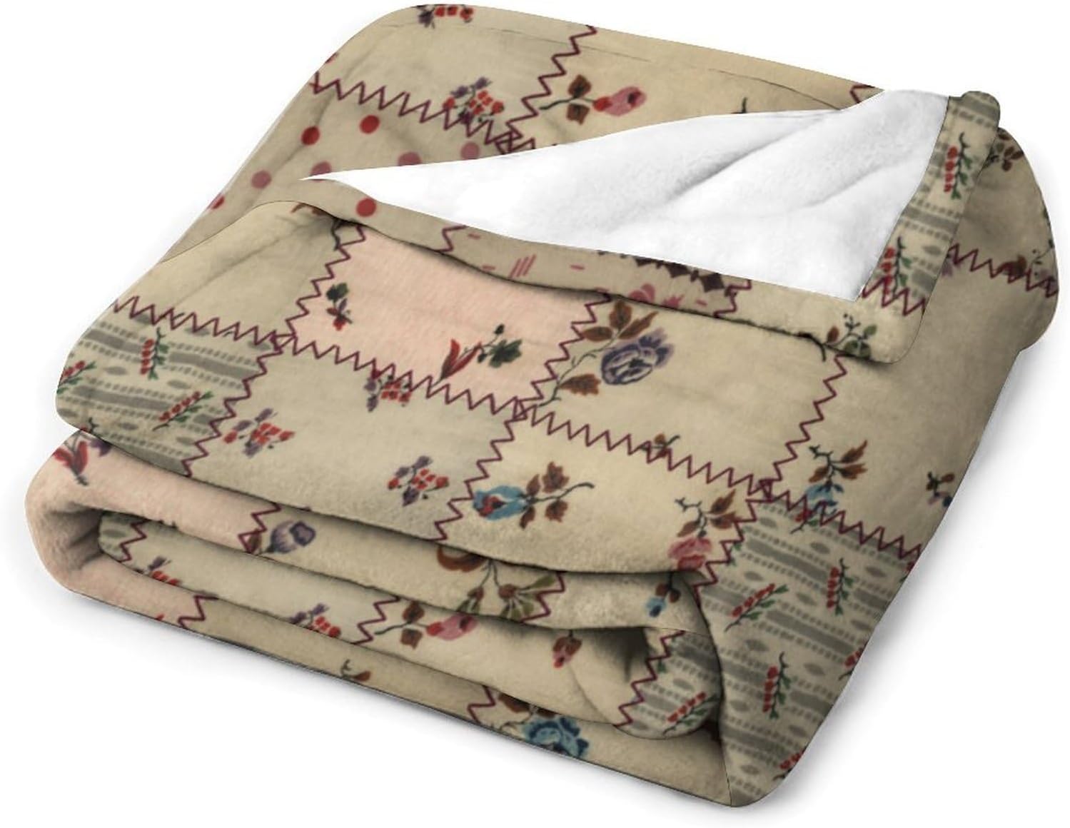 Boho Patchwork Throw Blanket,Farmhouse Pieced Patchwork Plaid Stitching Patch Pattern Soft Cozy Warm Flannel Blankets for Sofa Couch Bed Gifts for Lover Kids Girls Boys Women Adults 50x60 Inch