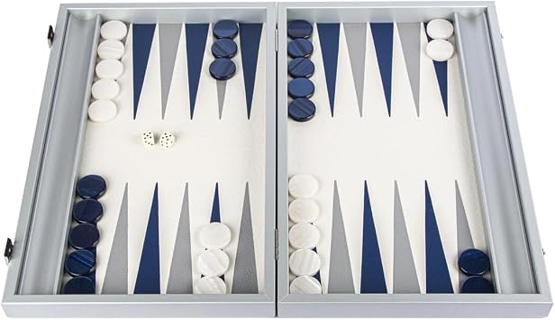 Manopoulos Minimalist Art Navy Blue 19 inch Leatherette Backgammon Set, One Colour