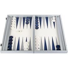 Manopoulos Minimalist Art Navy Blue 19 inch Leatherette Backgammon Set, One Colour