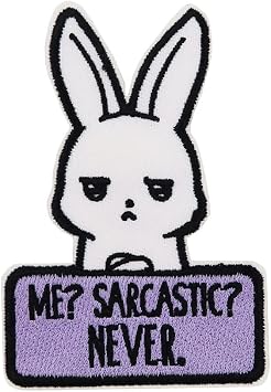 Funny bunny Me Sarcastic Never Meme patches Embroidered Iron On Patch Sarcastic Stickers