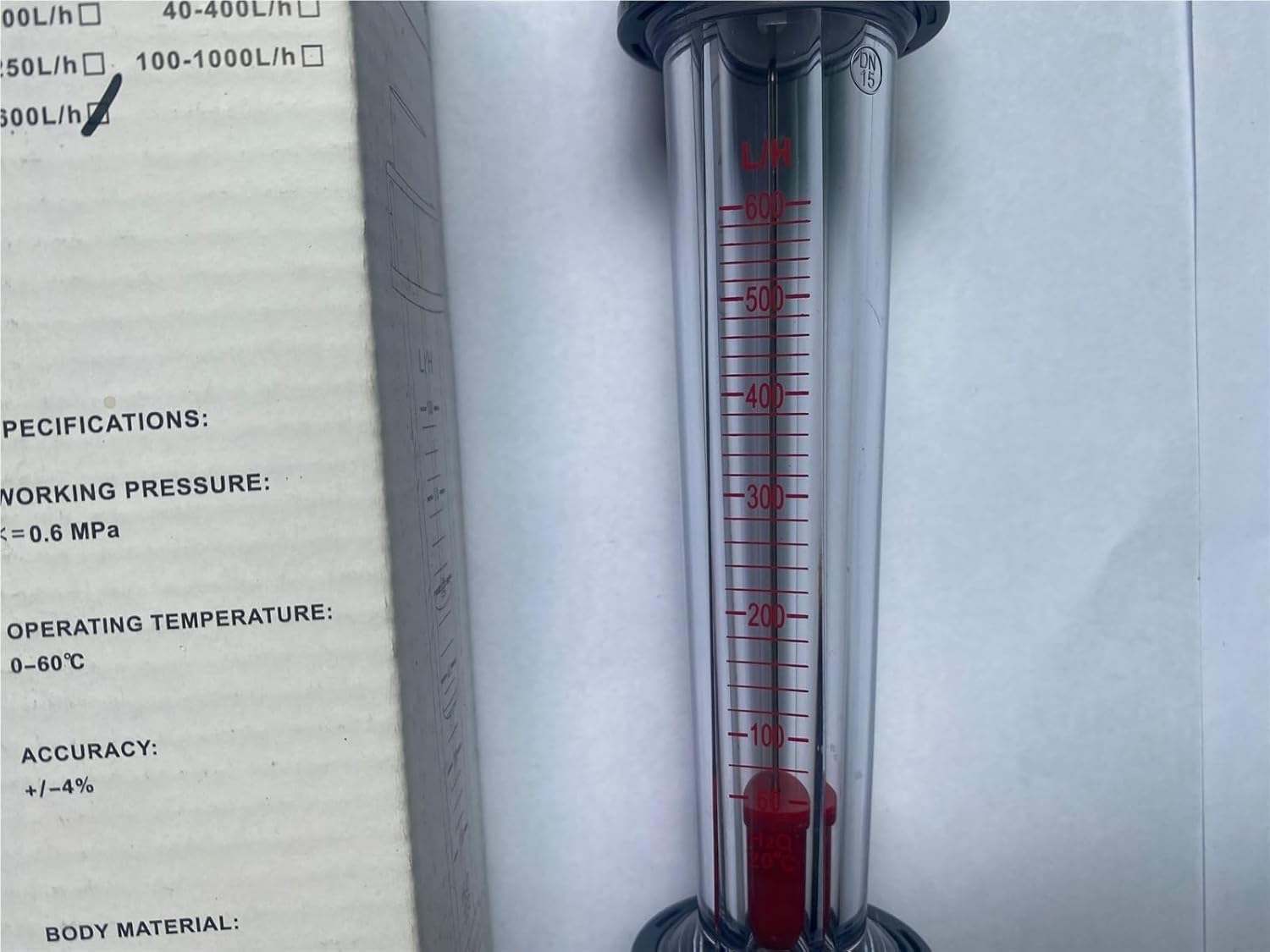 1PCS Rotameter Flow Measuring Instruments Water Testing Meter Tube 202mm LZS-15 60-600L/H Plastic Tube Liquid