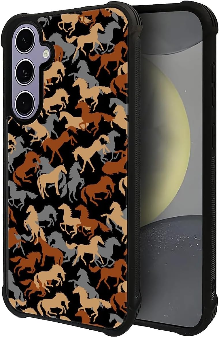 Compatible with Samsung Galaxy S24 S25 Case,Flexible Shock-Absorbing Silicone TPU and Silicone Non-Slip for Samsung Galaxy S24 S25 Outdoors Painted Camouflage Horse Pattern image 5