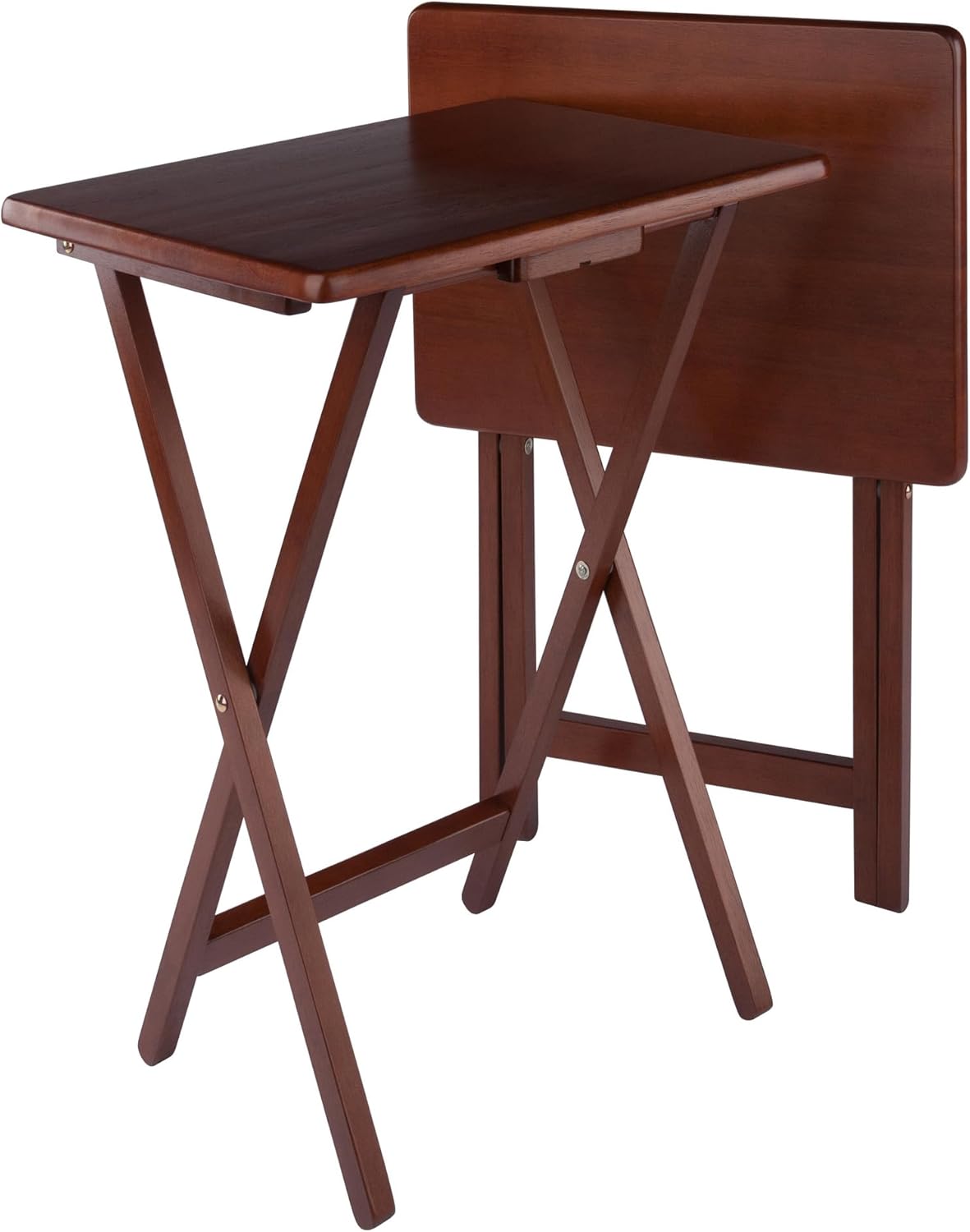 Winsome Alex Set of 2 Foldable Snack Tables, Easy to Store Small Portable Fold Up Table Set for Kitchen, Living Room TV Dining, Crafts, Puzzles, Work from Home