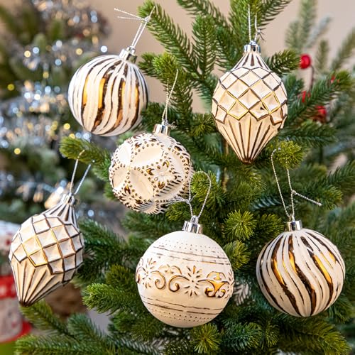Boules de Noël rustiques style vintage bronze, lot de 12 suspensions