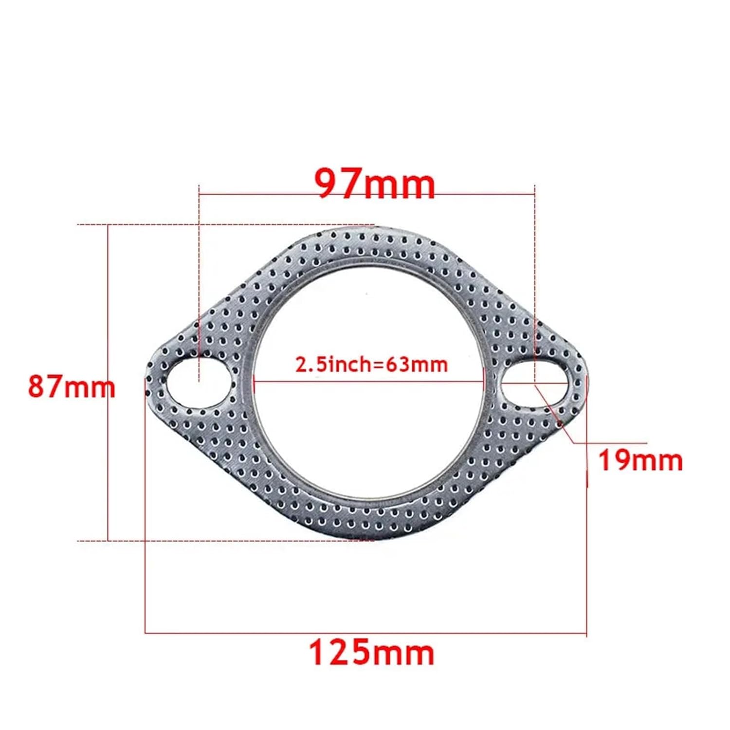 5pcs Engine Cylinder Head Exhaust Gasket 63mm/2.5in