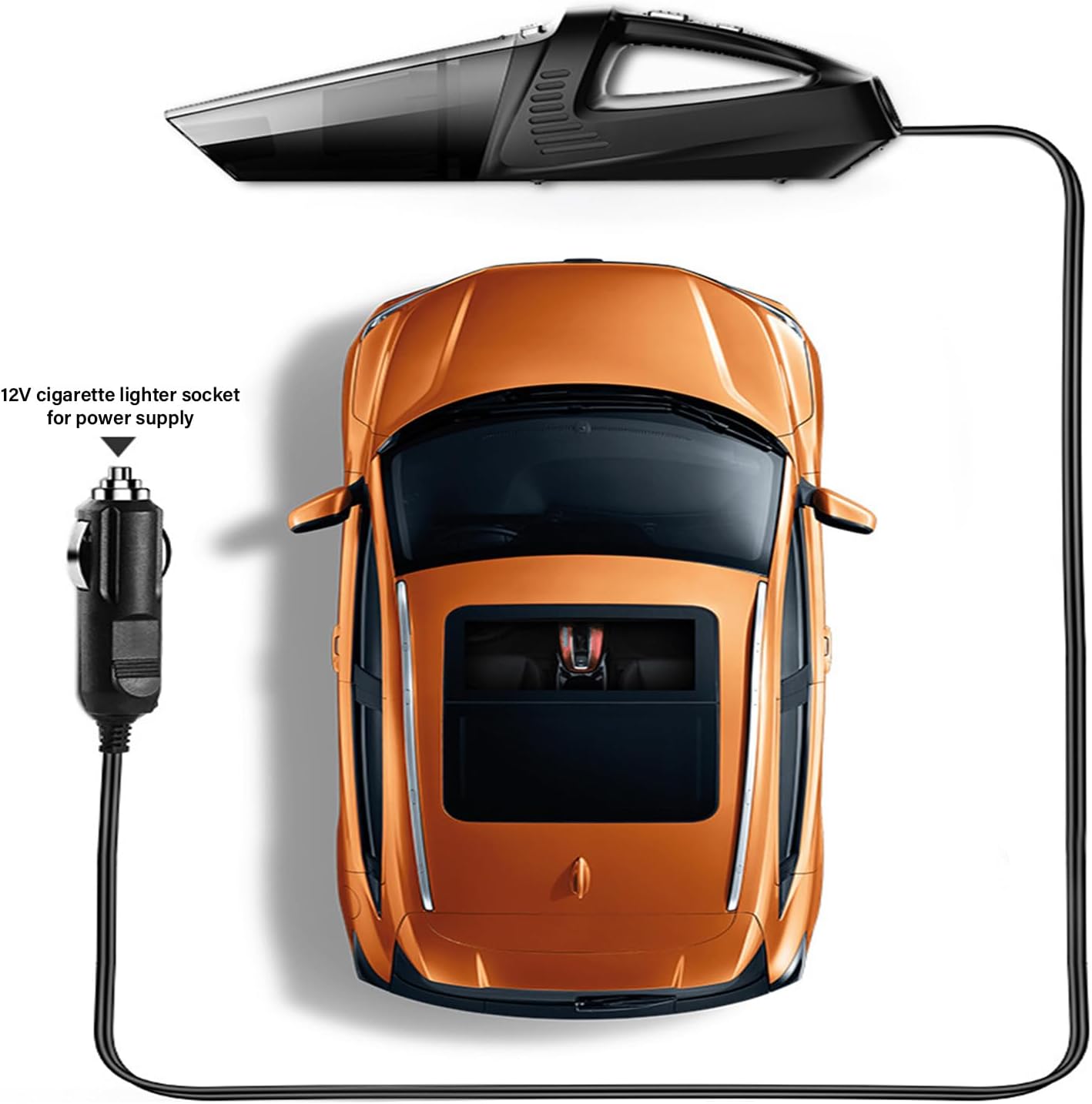 4 in 1 120W Powerful Car Vacuum Air Compressor with Tire Pressure Gauge and Washable Filter Car