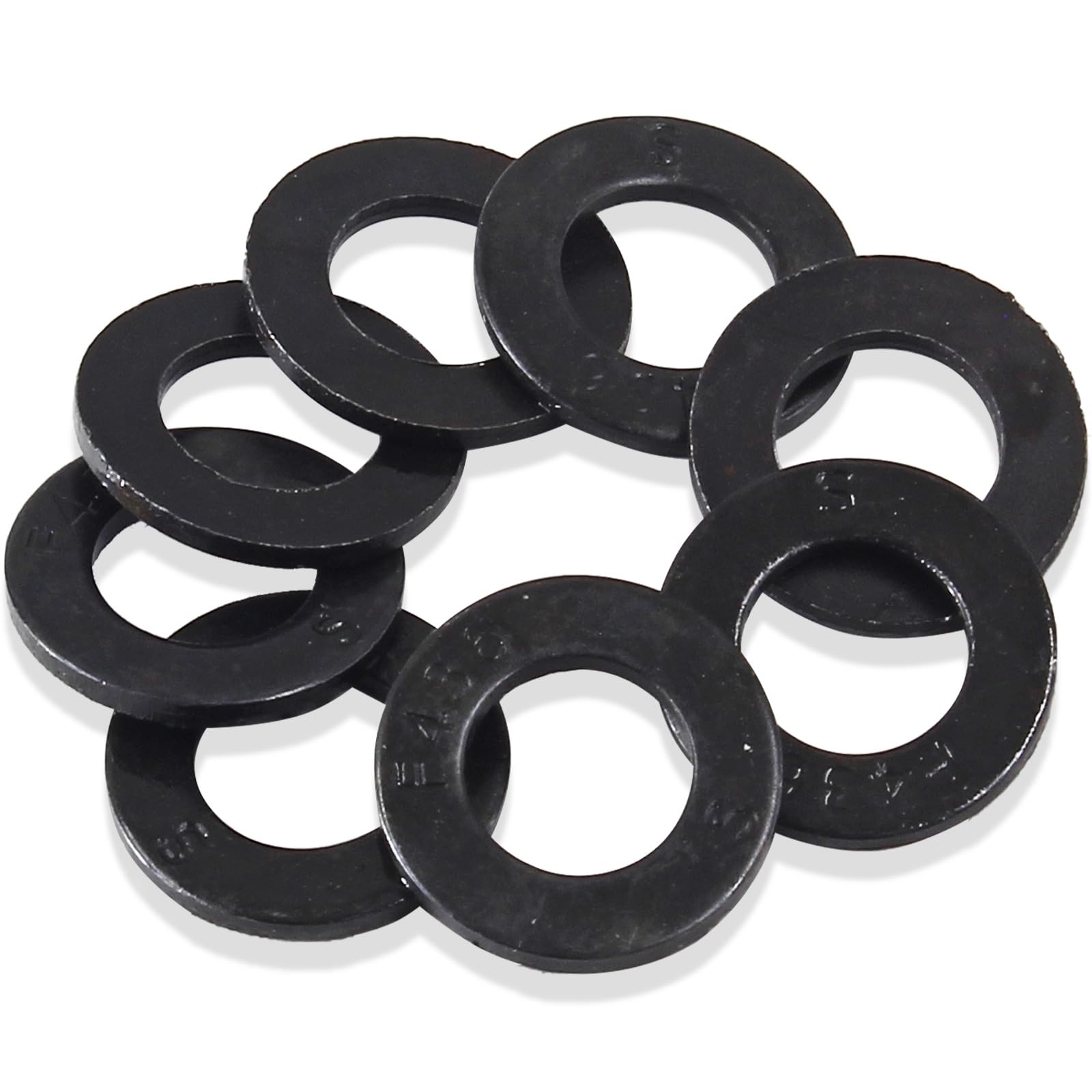 50Pcs 1/4 Inch Black Oxide Flat Washers - Carbon Steel 0.28ID 0.62OD 0.06Thick Hardware