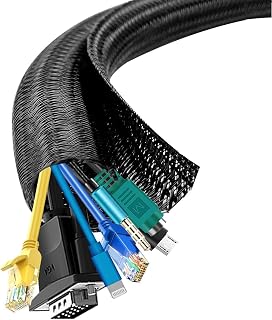 shinfly Cable Tidy Sleeve, 13mm/∅0.51"-3m/9.8ft Cable Management Sleeve, Wire Loom Self-Closing Tube Wire Organizer for TV PC Home, Black