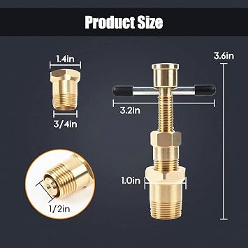 BELEY 1/2 Inch & 3/4 Inch Olive Remover Puller Tool Removal Tool Solid Brass Copper Pipes Fitting Compression Fittings Thread Tool Puller Metric Handle Nut