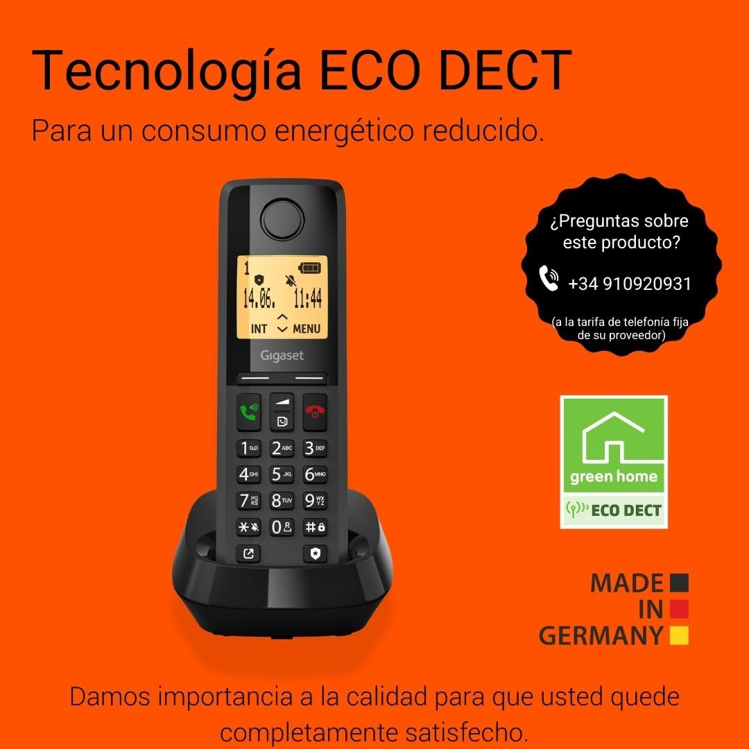 Gigaset Pure 320 - Teléfono DECT Inalámbrico - con Bloqueo de Llamadas y Función Manos Libres - Pantalla y Teclado iluminados - Agenda para hasta 100 contactos, Negro [Compatible en ES, SE]