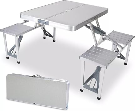 WY8 Luxury Aluminium Folding Portable Camping Picnic Table Stool Chair Set Garden Table set