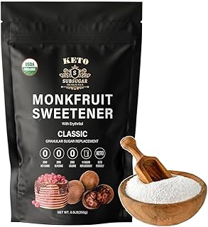 SubSugar Monkfruit Sweetener, 1:1 Sugar Substitute, Keto, Non-GMO Organic (Classic White - 0.5 lb) Sub Sugar