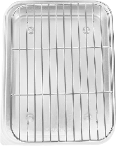 Miniatura 6 de Caja de acero inoxidable para congelador con rejilla de malla, contenedor de almacenamiento de alimentos multifunción para refrigerador, organizador