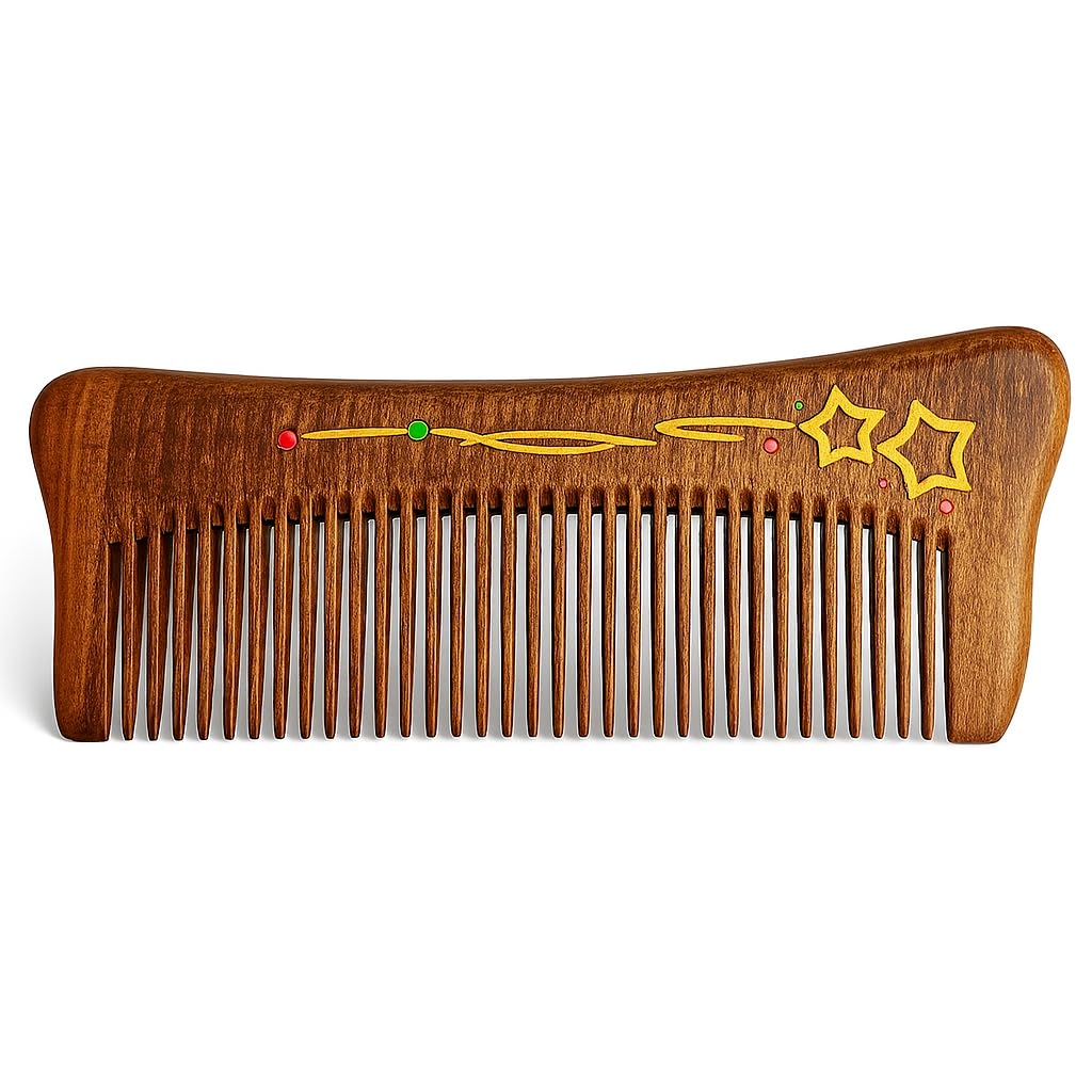 Handmade Natural Sandalwood Hair Comb - Anti-Static Fine and Wide Tooth Beard Comb for Men, Women, and Kids Cat Comb Set