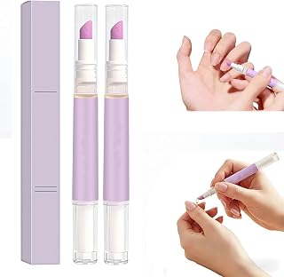 Cuticle Oil Pusher Pen – 2-in-1 Nail Care Pen Moisturizes, Exfoliates & Strengthens Nails，Portable Cuticle Remover for Dry Edges, Brittle Nails & Hangnails (2 pcs)