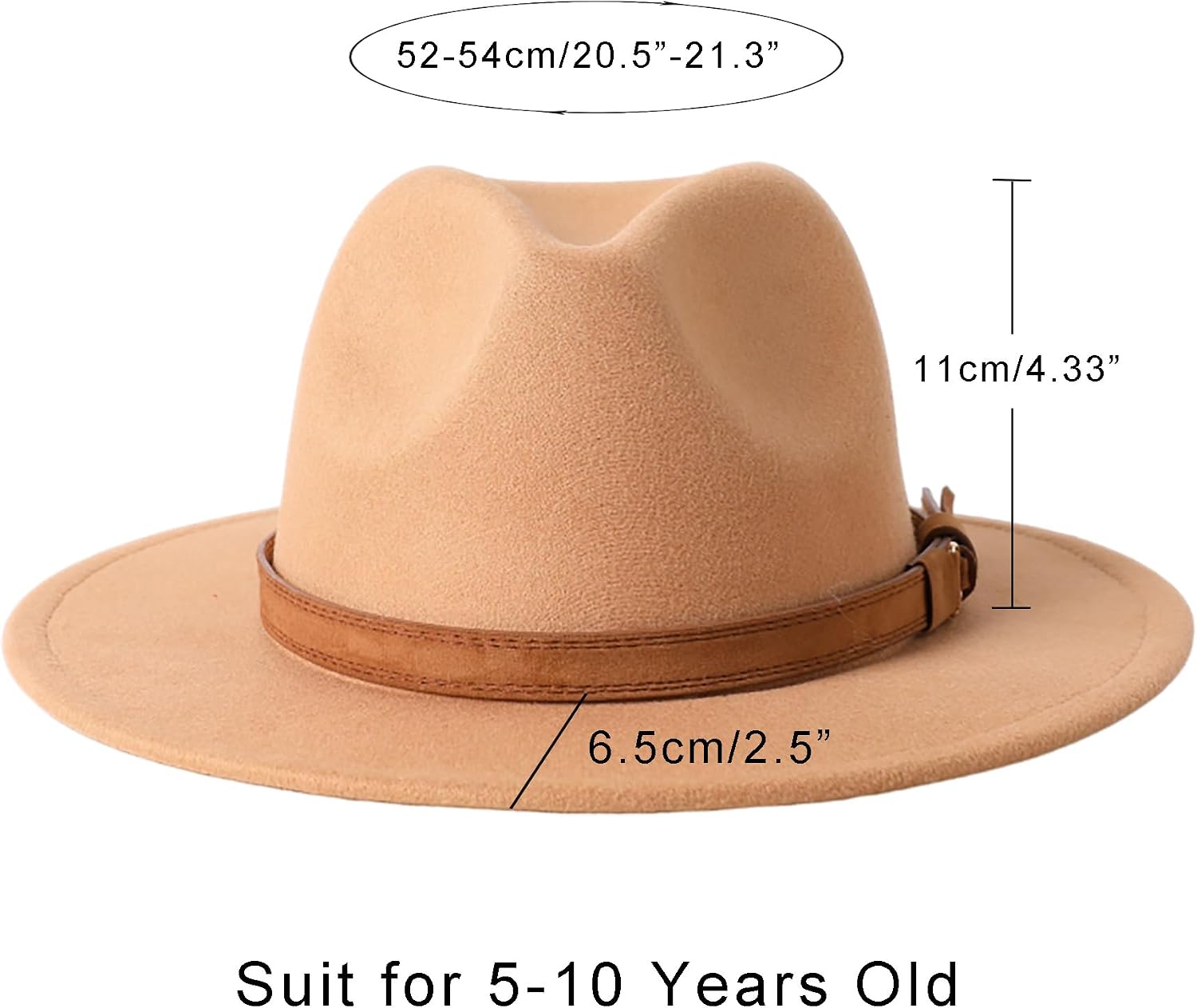 Lanzom Kids Girls Vintage Wide Brim Wool Felt Bowler Cap Bowknot Floppy Fedora Hat