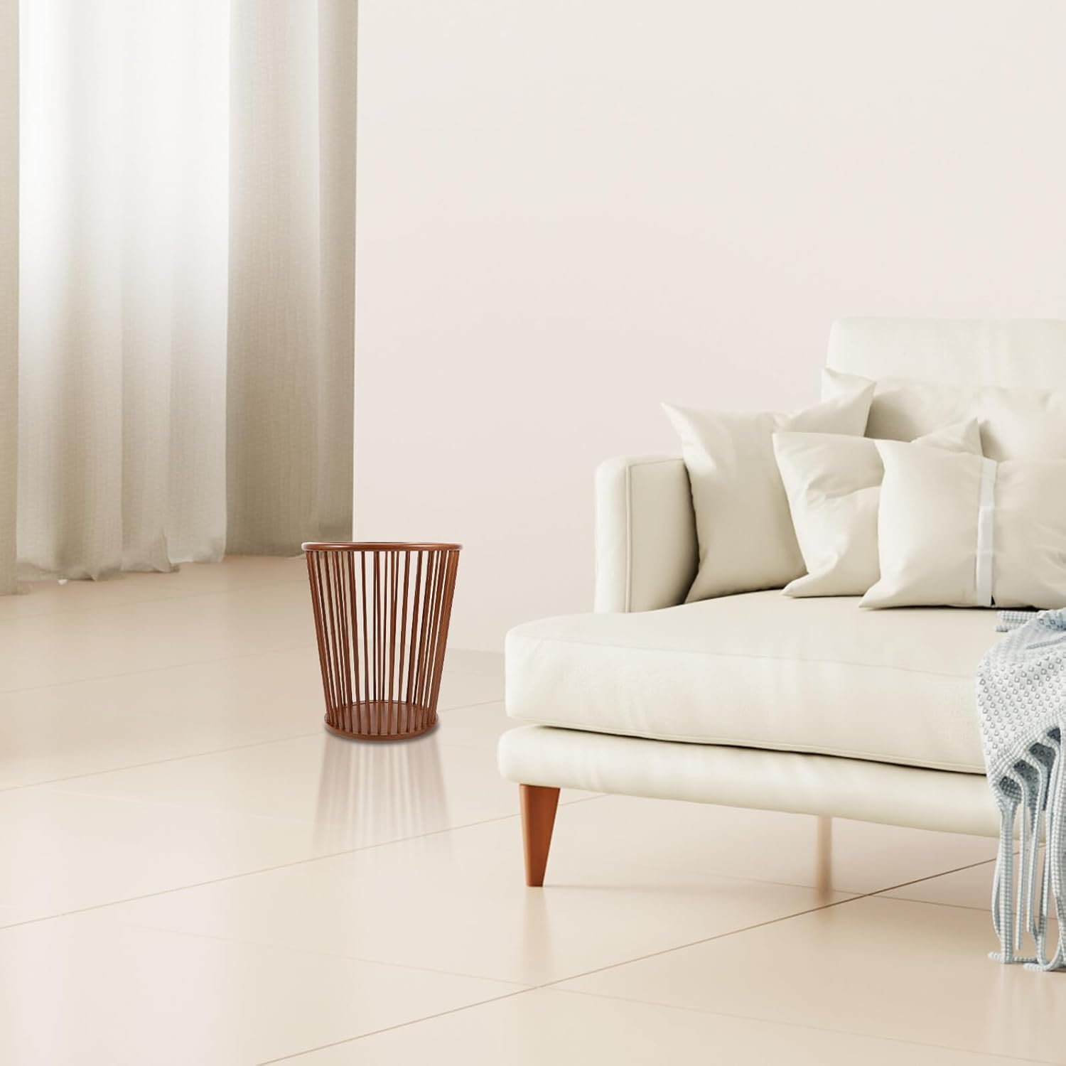 Trash Can Wastebasket Decorative Bathroom Kitchen Trash Bin Hollow Woven Office Garbage Basket for Home Storage and Organization