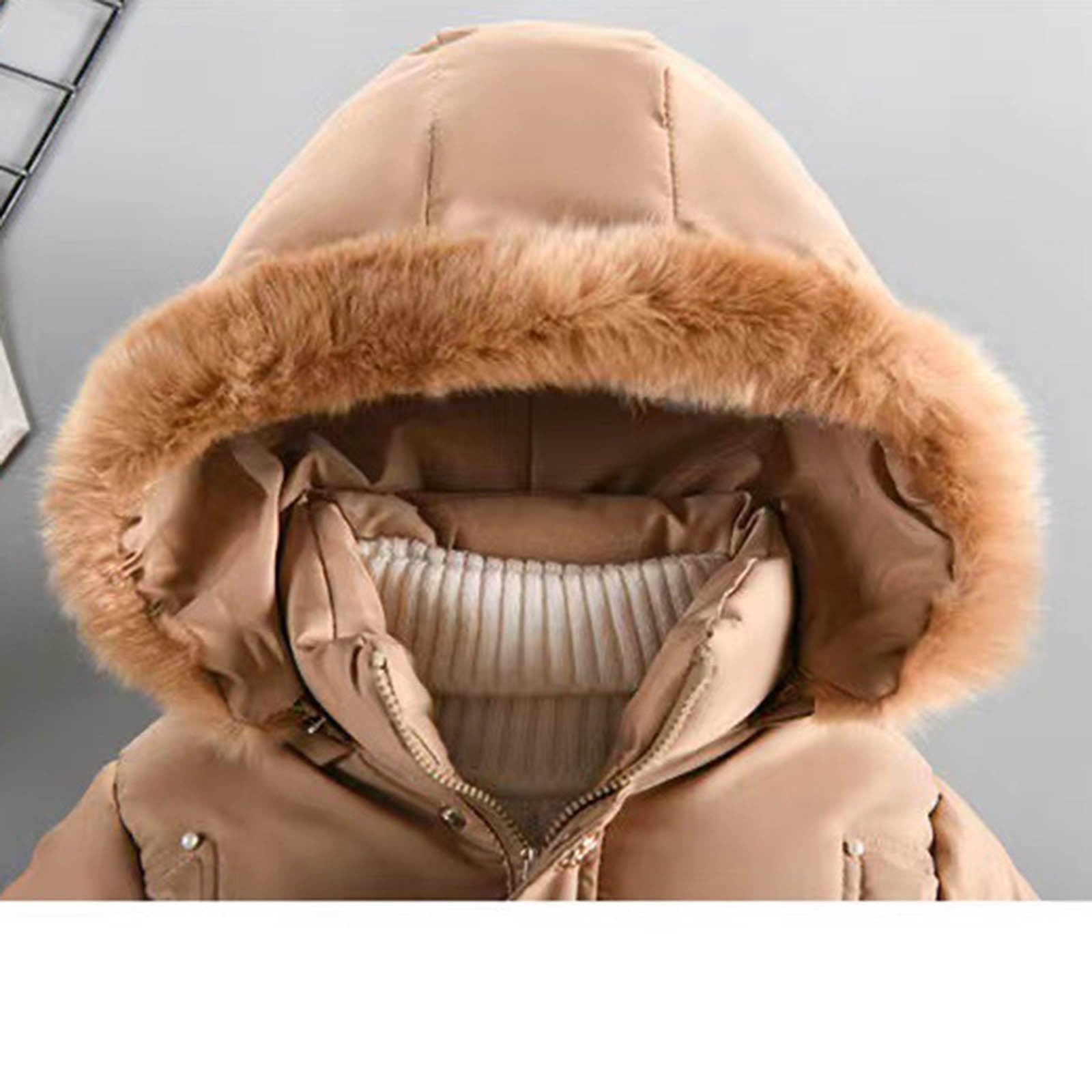 Générique Manteau Fille Doudoune Enfant Veste d'Hiver à Capuche avec Col Fourrure Epaisse Chaud Rembourré Blouson Coupe Vent