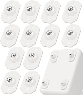 Self Adhesive Caster Wheels, 360 Degree Swivel Self Adhesive Mini Wheels, Stainless Steel Pulley Mini Caster Wheels for Trash Can, Storage Box, Furniture, Kitchen Small Appliances (12)