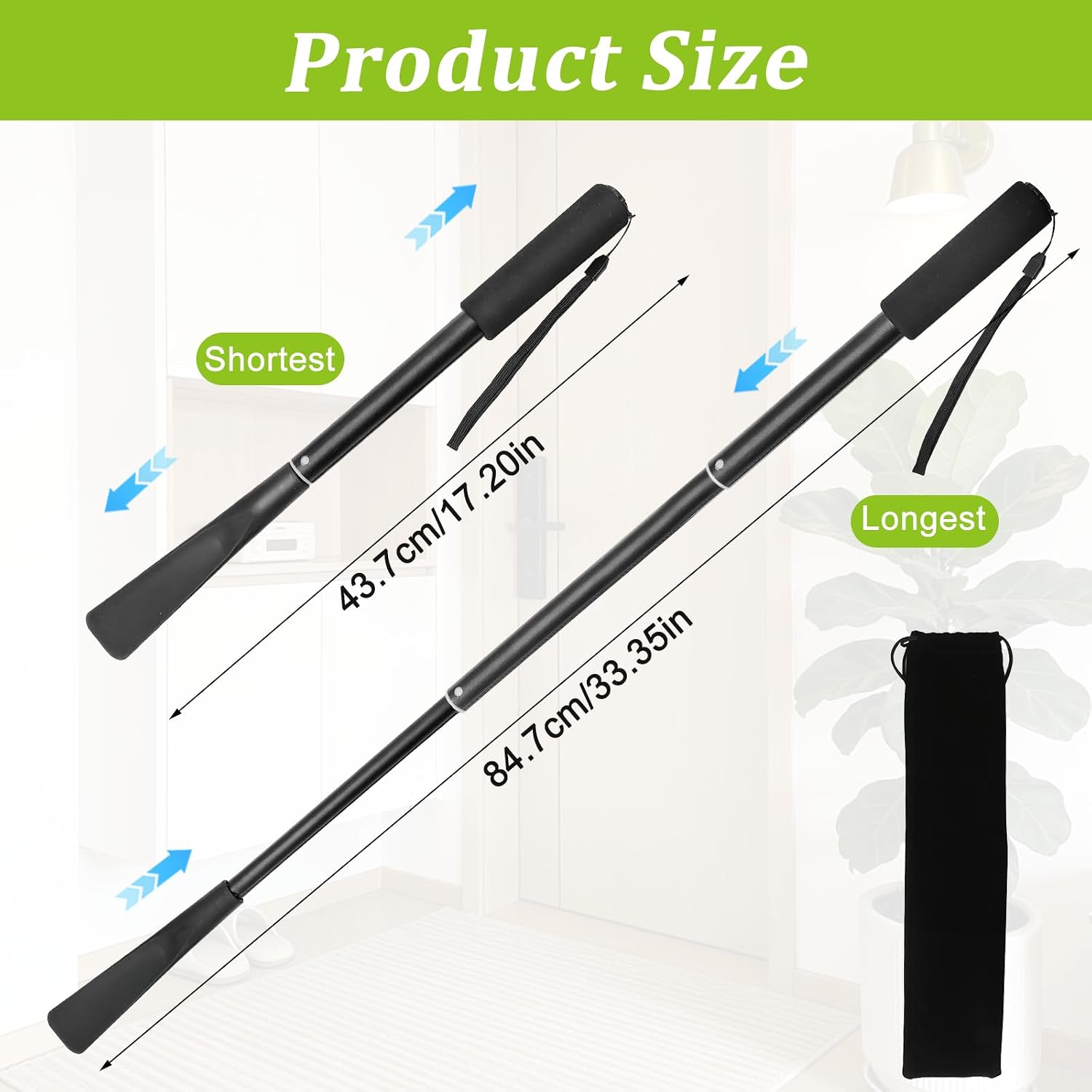 Shudyear Shoe Horn Handle Metal Retractable Shoehorn - Heavy Duty Extendable Shoe Horn with Locking Design, No Bending Shoe Helper for Seniors Elderly Men Women Boots