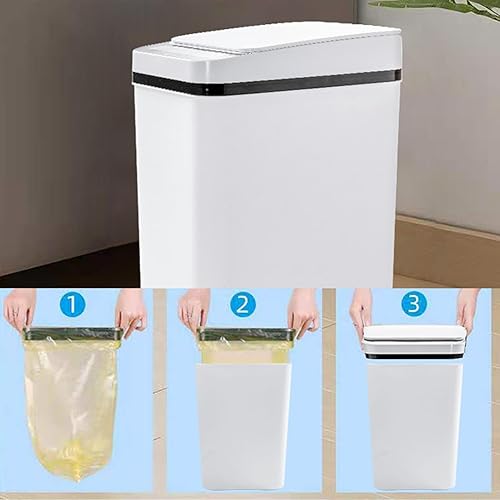 Miniatura 5 de Bote de basura con sensor de movimiento, cubo de basura con tapa activada por sensor de 12 litros para el hogar, cubo de basura automático con menos