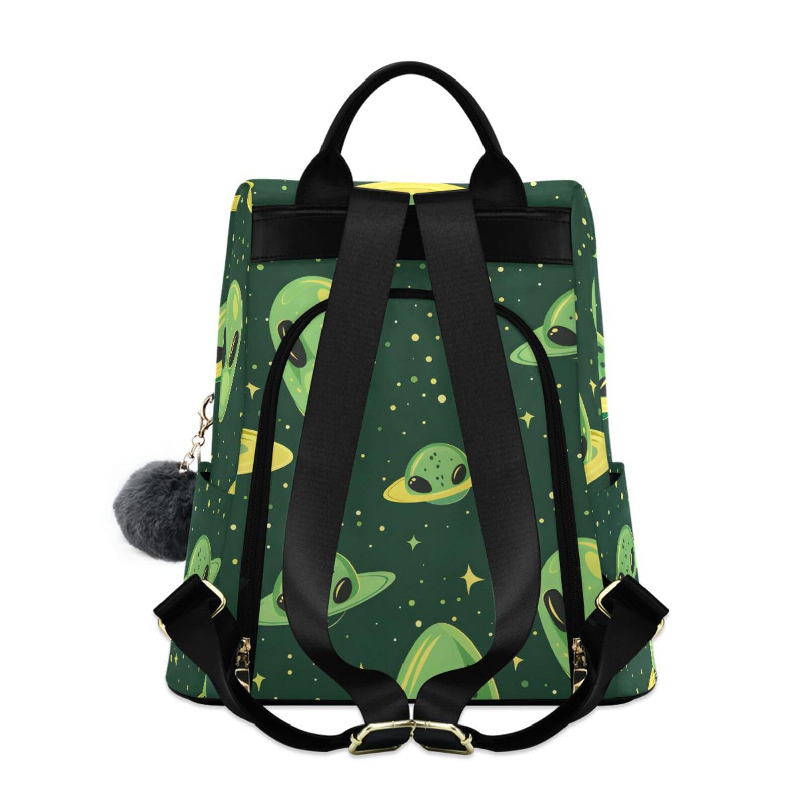 Aliens Green Color Backpack for Women Anti Theft Large Fashion Travel Shoulder Bag Purse Rucksack Lightweight