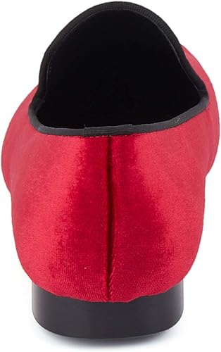 Miniatura 4 de Mocasines de terciopelo rojo para hombre con hebilla de animal dorado y placa hechos a mano