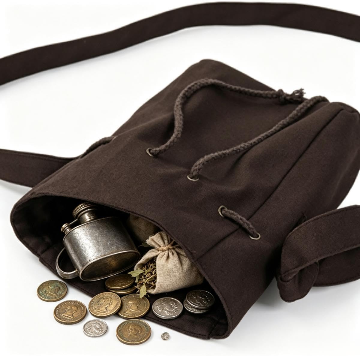Renaissance Bag Canvas Shoulder Bag Medieval Drawstring Satchel image 3