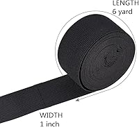 Vista 2 de ZLCHE Banda elástica plana negra de 1 pulgada x 6 yardas, bandas elásticas para peluca, elástico pesado para coser, carrete elástico de punto